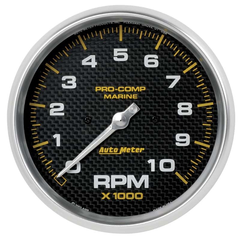 AutoMeter — Autometer Marine Carbon Fiber 5in 10K RPM In-Dash Tachometer Gauge
5" TACH 10KRPM MCF - view 1