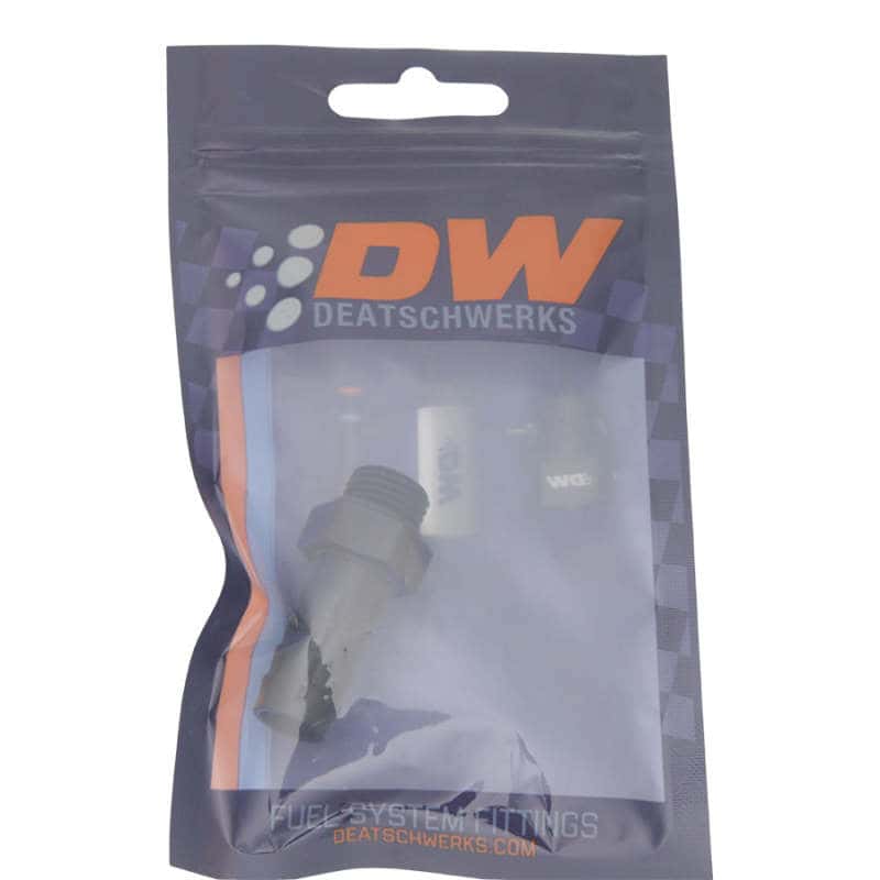 DeatschWerks — DeatschWerks 6AN ORB Male to 1/2in Male Triple Barb Fitting (Incl O-Ring) - Anodized Matte Black
Lines & Fittings - view 2