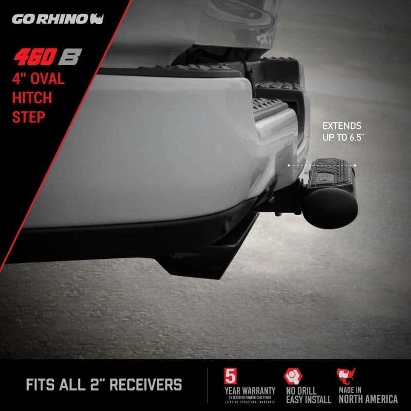 Go Rhino — Go Rhino 4in Oval Hitch Step - Black
Hitch Step - view 5