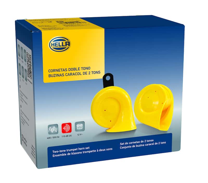Hella — Hella Horn Kit Bx Yellow Trumpet 12V Univ - view 12