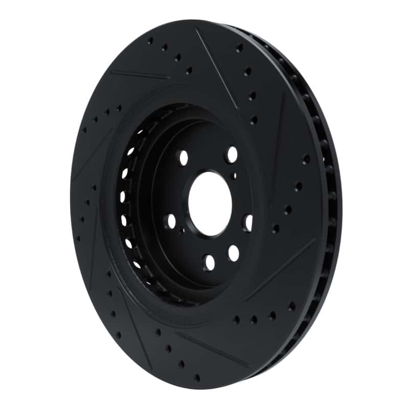 R1 Concepts — R1 20-25 Lexus RX350h Front Left Drilled & Slotted Black Brake Rotor - view 4
