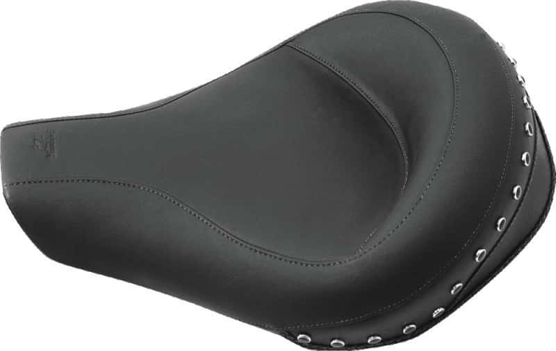 Mustang Motorcycle — Mustang 94-96 Harley Road King Standard Touring Solo Seat w/Blk Pearl Studs - Black - view 2