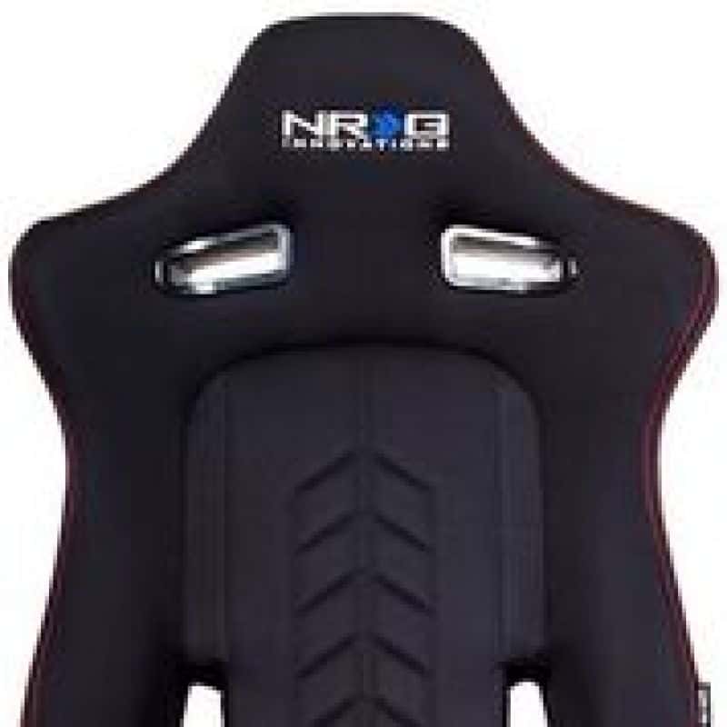 NRG — NRG Sport Seats (Pair) Cloth w/NRG Logo & NRG Arrow Cushion Imprint - Black w/Red Stitch - view 4