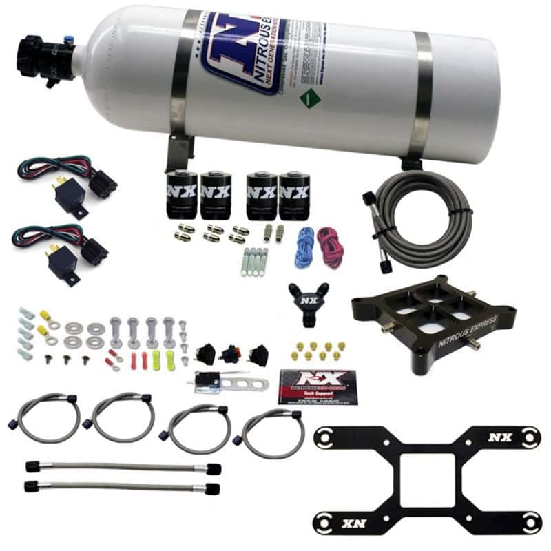 Nitrous Express — Nitrous Express 4150 Dual Stage Billet Crossbar Nitrous Kit (50-300 & 100-500HP) w/15lb Bottle
Injection System Kit
N2OSys - view 1