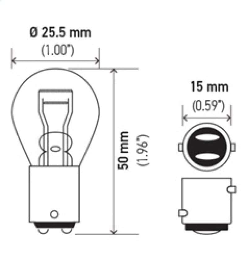 Hella — Hella Bulb 1034 12V 23/8W BAY15D S8
1034 Incan Bulb - view 6