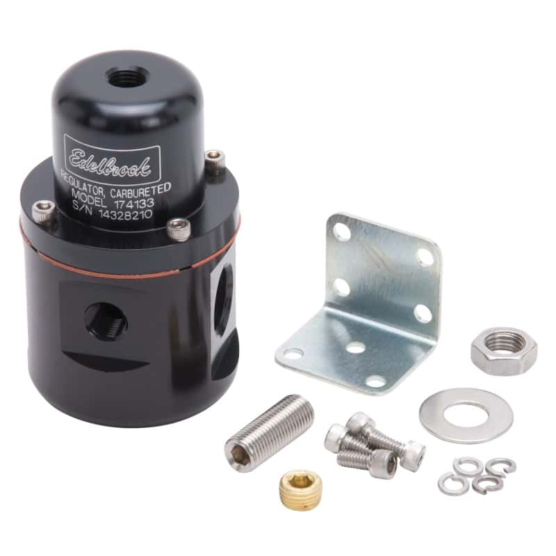 Edelbrock — Edelbrock Fuel Pressure Regulator Carbureted 160 GPH 5-10 PSI 3/8In In/Out 3/8In Return Black
PUMPS - view 1