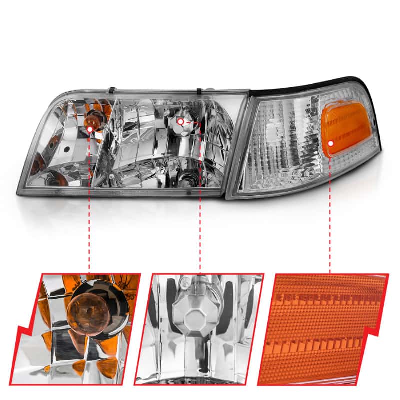 ANZO — ANZO 1998-2005 Ford Crown Victoria Crystal Headlight Chrome With Bumper Light (OE)
Head Light Set
HdLtSet - view 6