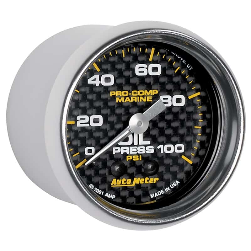 AutoMeter — Autometer Marine Carbon Fiber Ultra-Lite 2-1/16in 100PSI Mechanical Oil Pressure Gauge
GA 2" OP 100 M MCF - view 6