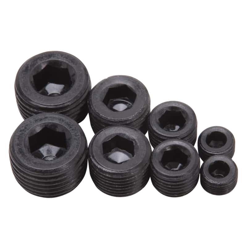 Edelbrock — Edelbrock Fittings Pipe Plug Kit Internal Allen Head 1/8In 1/4In 3/8In 1/2In NPT Set of 8 Black
KIT PARTS - view 2
