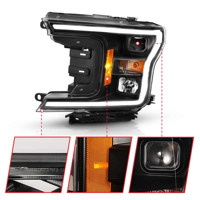 ANZO — ANZO 2018-2019 Ford F-150 Projector Plank Style H.L. Black Amber (Without Switchback)
Head Light Set - view 4
