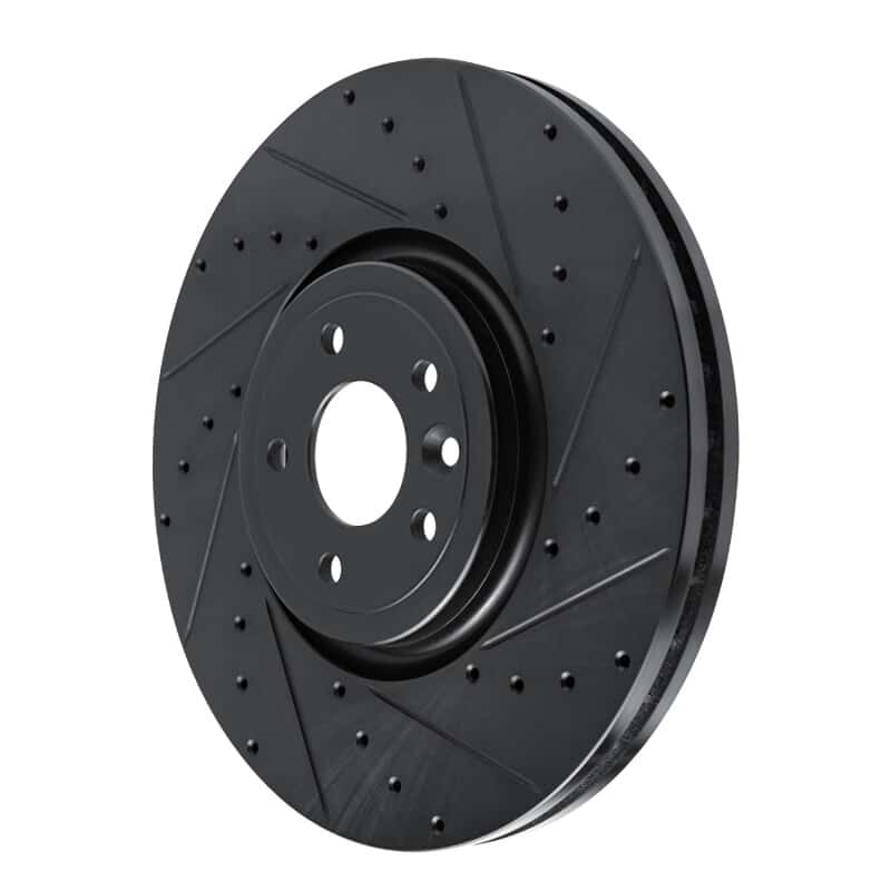 R1 Concepts — R1 16-24 Jaguar XF Front Right Drilled & Slotted Black Brake Rotor
R1 Brake Rotor Drill - view 2