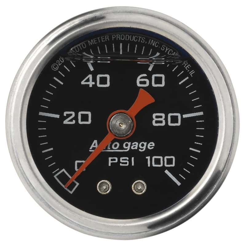 AutoMeter — Autometer AutoGage 1.5in Liquid Filled Mechanical 0-100 PSI Fuel Pressure Gauge
Ga Press 100psi Blk - view 1