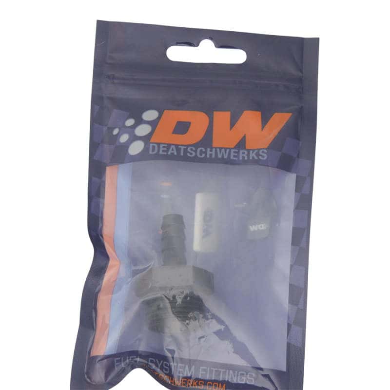 DeatschWerks — DeatschWerks 10AN ORB Male to 5/16in Male Triple Barb Fitting (Incl O-Ring) - Anodized Matte Black
Lines & Fittings - view 2