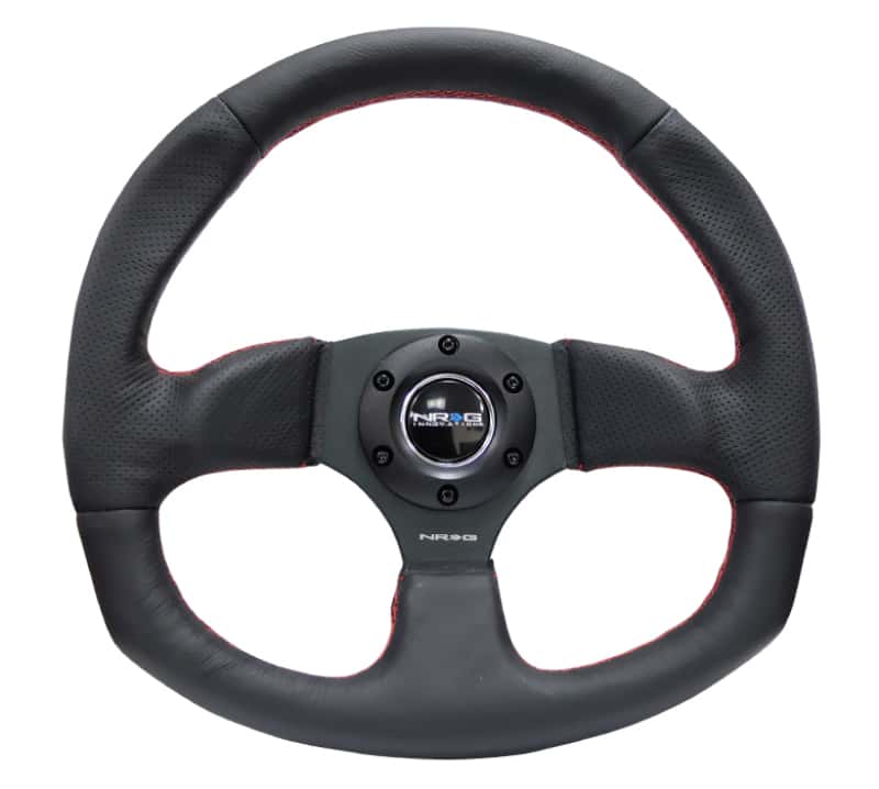 NRG — NRG Reinforced Steering Wheel (320mm Horizontal / 330mm Vertical) Leather w/Red Stitching - view 5