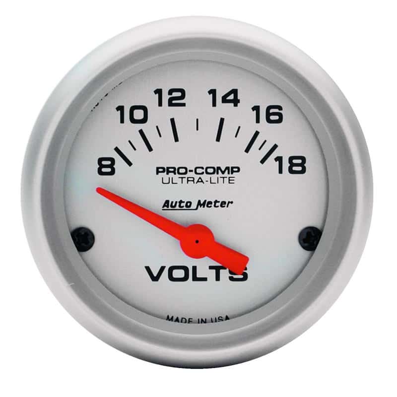AutoMeter — Autometer Ultra-Lite 52mm Short Sweep Electronic Voltage Gauge
2" VOLTMETER, 8-18 V - view 1