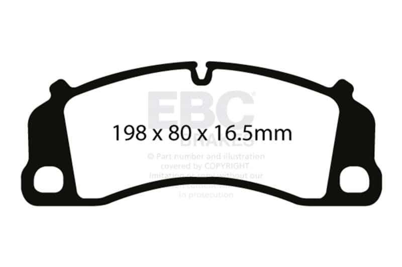 EBC — EBC 13-15 Porsche 911 (991) (Cast Iron Rotor only) 3.8 GT3 Yellowstuff Front Brake Pads
Disc Brake Pad - view 3
