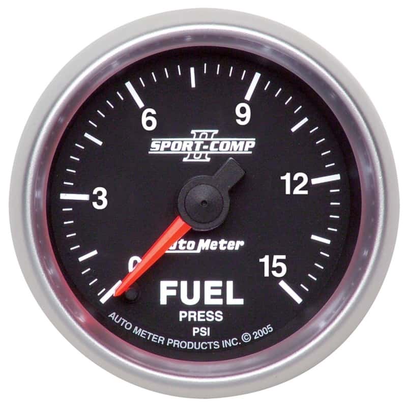 AutoMeter — Autometer Sport-Comp II 52mm 0-15 PSI Full Sweep Electronic Fuel Pressure Gauge
2-1/16in FUEL PRESS - view 1