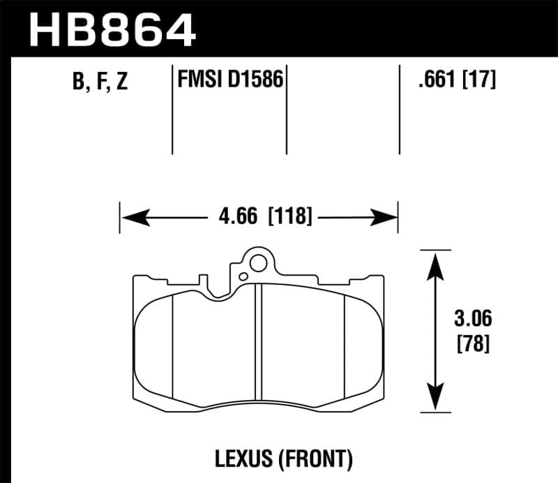 Hawk Performance — Hawk 13-17 Lexus GS350/GS350 F Sport / 12-17 Lexus IS350 HPS Street Front Brake Pads
Disc Brake Pad - view 2