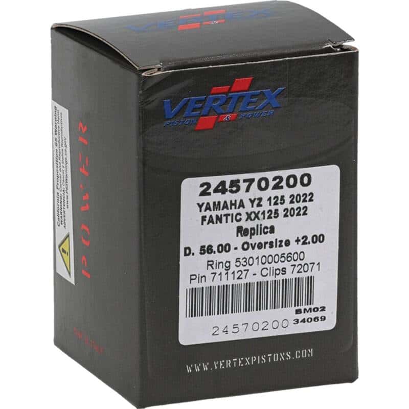 Vertex Pistons — Vertex Piston 2023 Fantic Motor XE 125 125cc +2.00mm Oversized Cast Replica Piston Kit - view 5