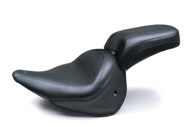 Mustang Motorcycle — Mustang 05-17 Harley Deluxe (With Standard Rack) Wide Touring Passenger Seat - Black - view 1