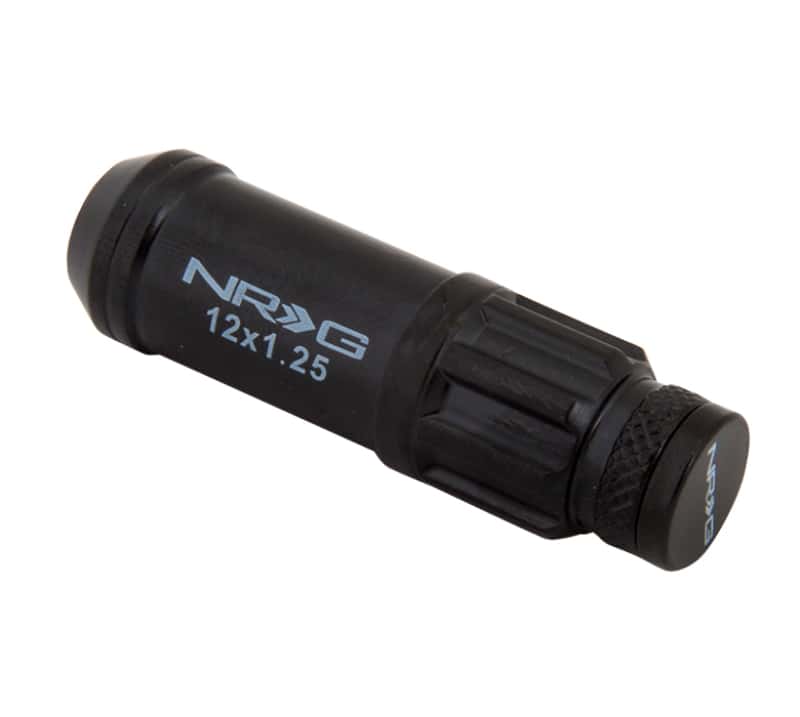 NRG — NRG 700 Series M12 X 1.25 Steel Lug Nut w/Dust Cap Cover Set 21 Pc w/Locks & Lock Socket - Black - view 2