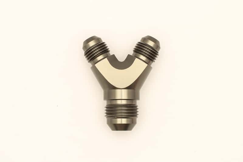 DeatschWerks — DeatschWerks 6AN Male Flare + 6AN Male Flare to 8AN Male Flare Y Block Fitting - view 3
