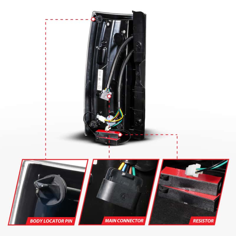 ANZO — Anzo 07-14 Chevrolet Suburban / 07-14 GMC Yukon Black Full LED Tail Light Plank Style w/ Clear Lens
Tail Light Set - view 5