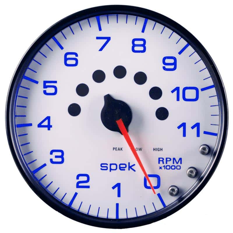AutoMeter — Autometer Spek-Pro Gauge Tachometer 5in 11K Rpm W/Shift Light & Peak Mem White/Black
GA 5" 11KRPM WCB SPK - view 7