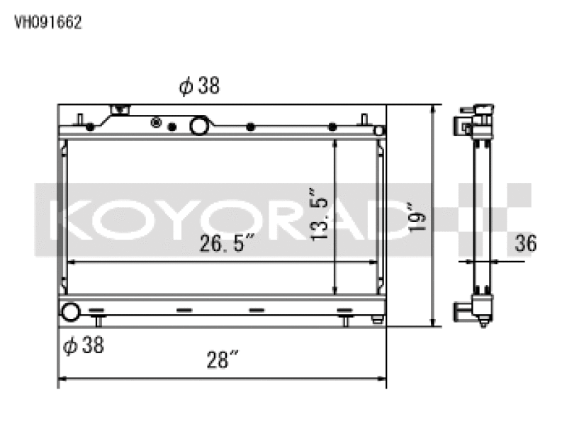 Koyo — Koyo 08-15 Subaru WRX / STI 05-09 Subaru Legacy GT 2.5L (MT / w/ Filler Neck) Radiator
Racing Radiator - view 1