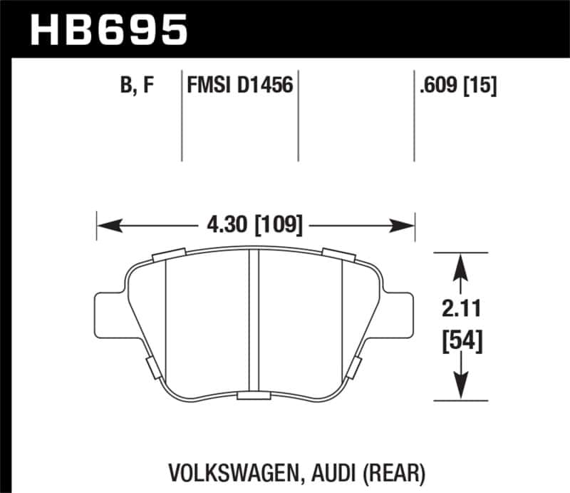 Hawk Performance — Hawk 12 Audi A3 / 11-12 VW Golf GTI/Jetta S/Jetta SE/Jetta SEL/Jetta TDI HPS Street Rear Brake Pads
Disc Brake Pad - view 2