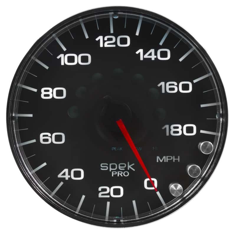 AutoMeter — Autometer Spek-Pro Gauge Speedometer 5in 180 Mph Elec. Programmable Black/Chrome
GA 5" SPEEDO BFC SPK - view 5