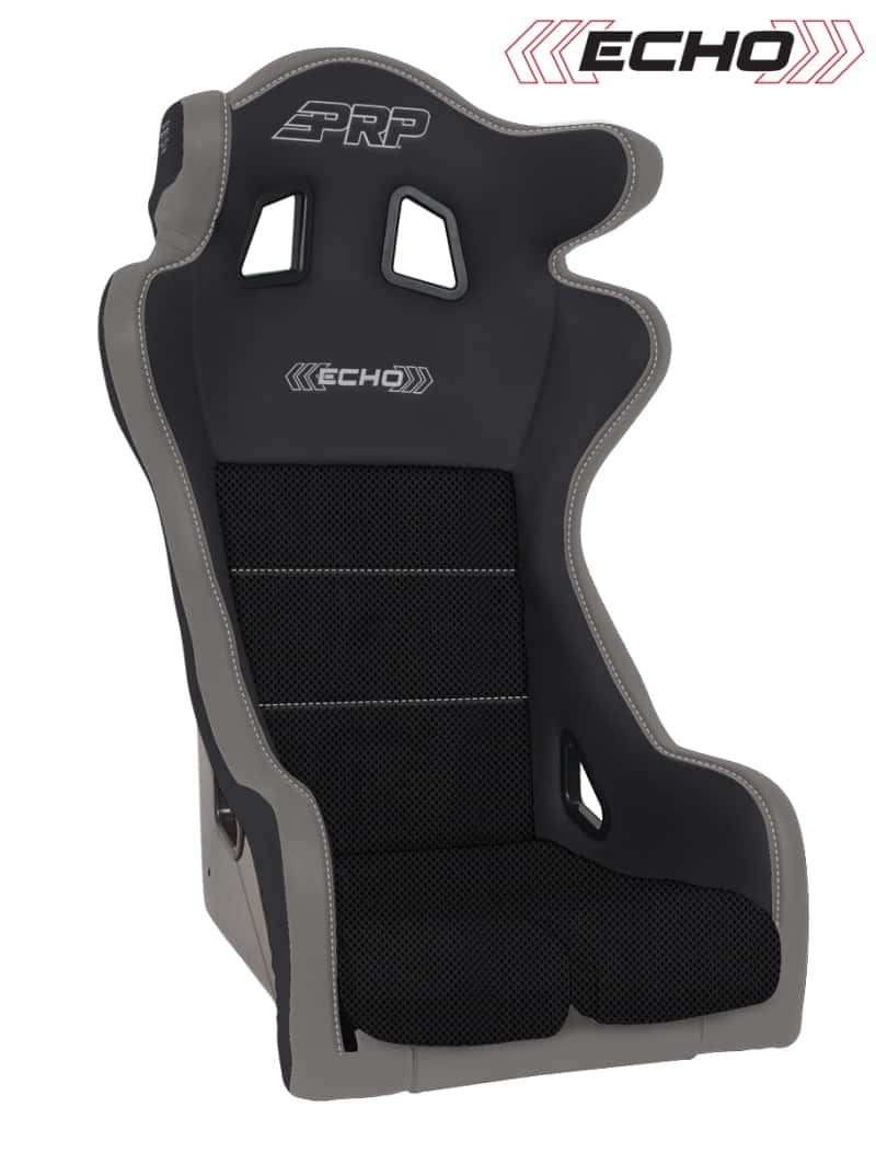 PRP Seats — PRP Echo Composite Seat- Black/Grey (PRP Silver Outline/Delta Silver- Silver Stitching) - view 1