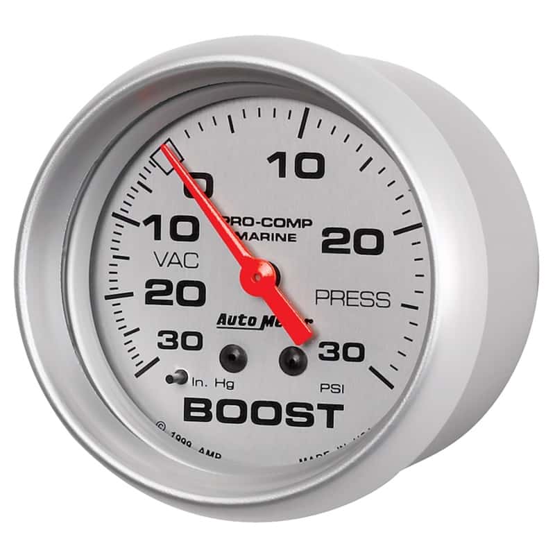 AutoMeter — AutoMeter Marine Vac/Boost Gauge 2 5/8in 30INHG 30PSI Mechanical- Silver
GA 2.6" BST 30 M MS - view 5