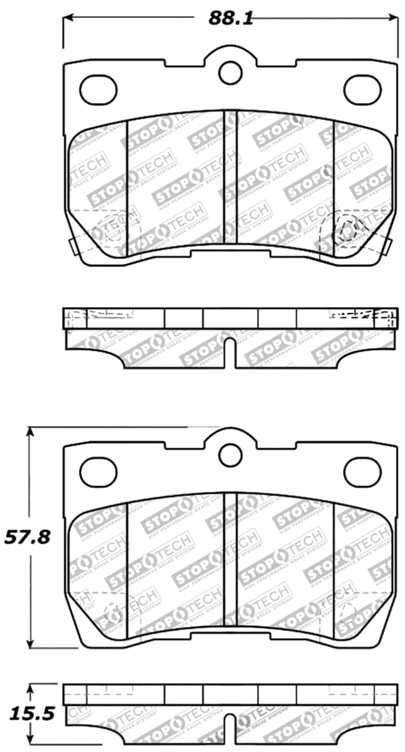 Stoptech — StopTech Performance 06 Lexus GS300/430 / 07-08 GS350 / 06-08 IS250/350 Rear Brake Pads
Sprt Brk Pad W/Hdwr - view 8