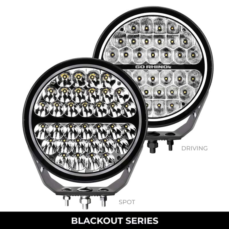 Go Rhino — Go Rhino Xplor Blackout Series Round LED Sgl Driving Kit w/DRL (Surface/Thread Stud Mnt) 9in. - Blk
BLK-RoundLight W/DRL - view 6