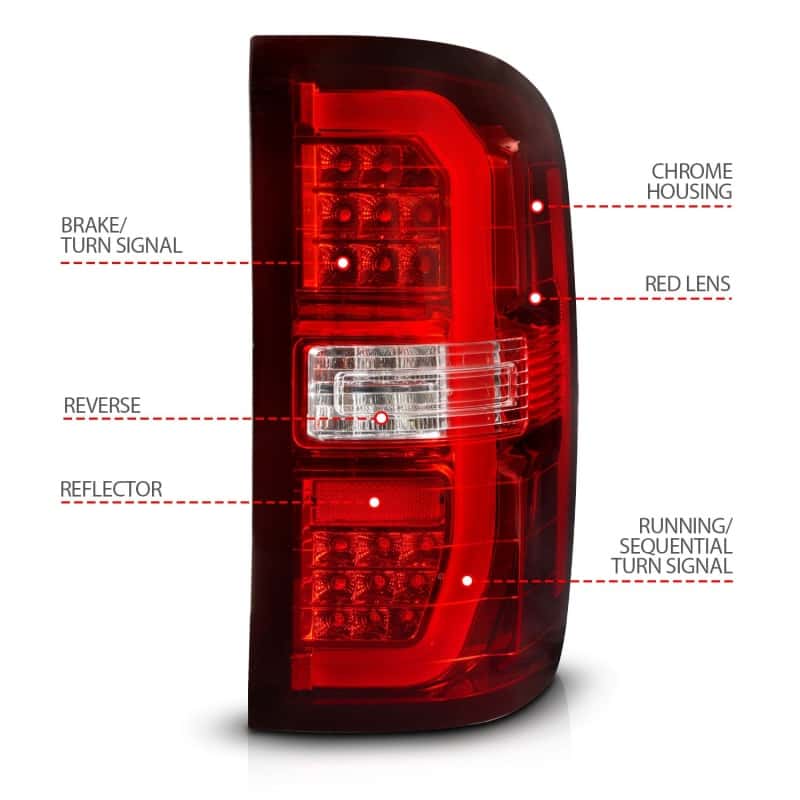 ANZO — ANZO 14-18 GMC Sierra 1500 LED Taillights Red/Clear
Tail Light Set - view 5
