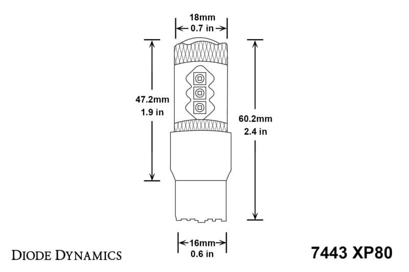 Diode Dynamics — Diode Dynamics 7443 LED Bulb XP80 LED - Amber (Single) - view 5