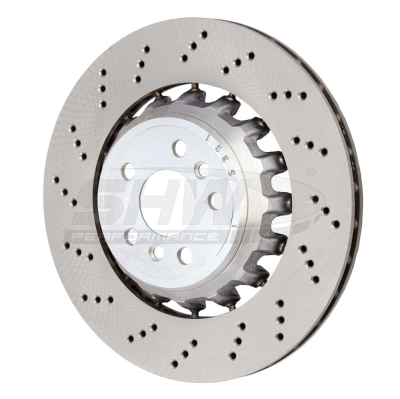 SHW Performance — SHW 2020+ BMW X3 M 3.0L Left Rear Cross-Drilled Lightweight Brake Rotor (34118054827) - view 2