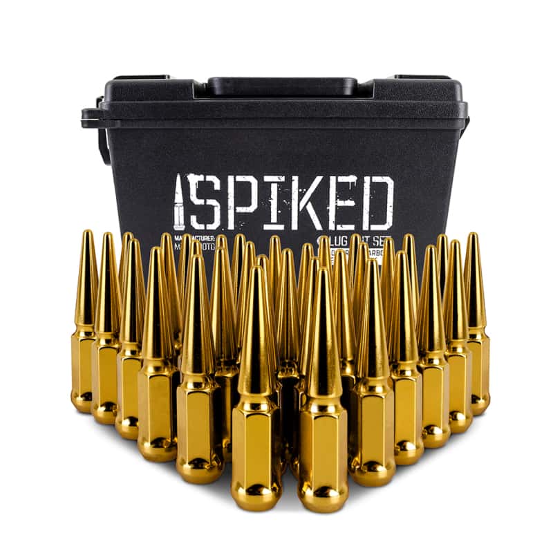 Mishimoto — Mishimoto Mishimoto Steel Spiked Lug Nuts M14 x 1.5 32pc Set Gold
Spiked Lug Nuts - view 4