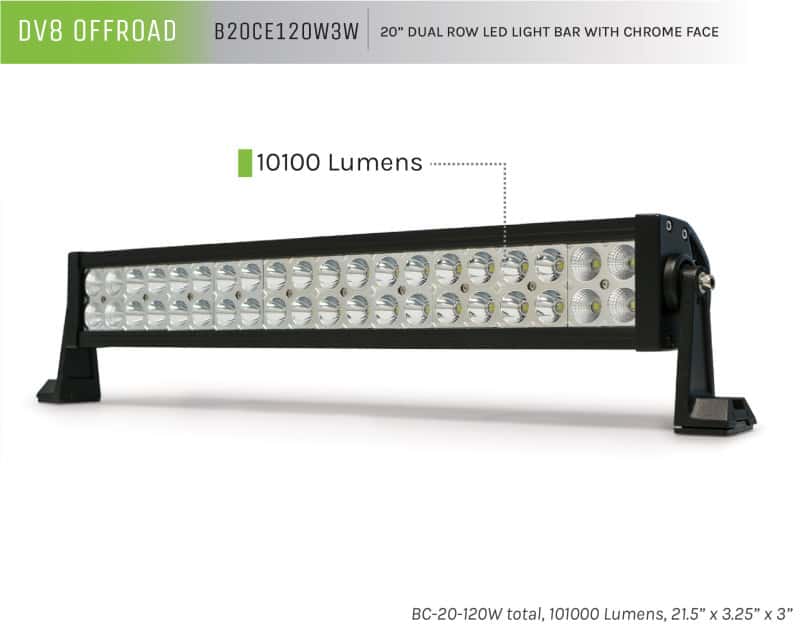 DV8 Offroad — DV8 Offroad Chrome Series 20in Light Bar 120W Flood/Spot 3W LED
LED Light Bar - view 5