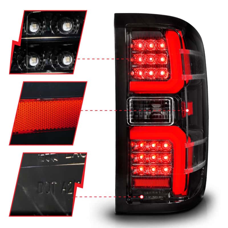 ANZO — ANZO 15-19 Chevrolet Silverado 2500 HD/3500 HD LED Taillight w/ Sequential Black Housing/Clear Lens
Tail Light Set - view 9