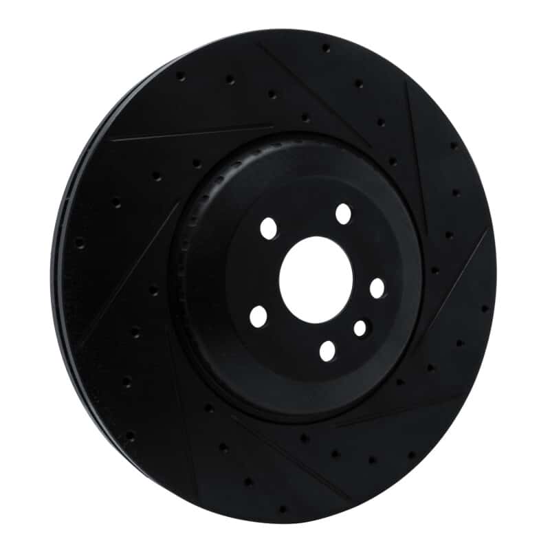 R1 Concepts — R1 21-25 Jaguar F-Pace Front Right Drilled & Slotted Black Brake Rotor - view 3
