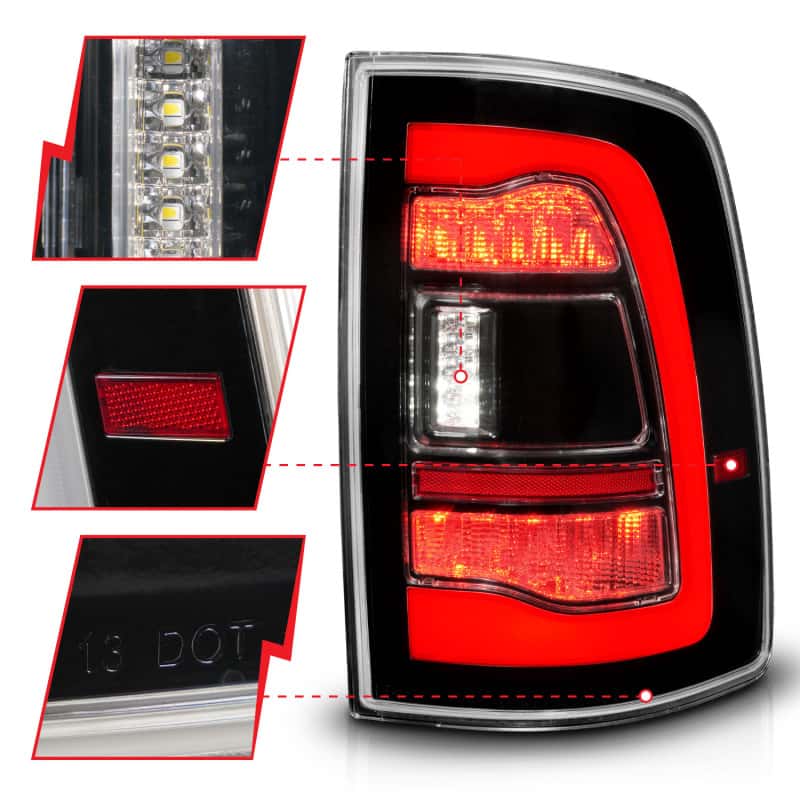ANZO — ANZO 09-18 Dodge Ram 1500 Sequential LED Taillights Black
Tail Light Set
TailLightSet - view 9