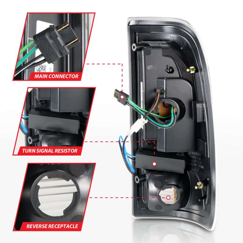 ANZO — ANZO 1997-2003 Ford F-150 LED Tail Lights w/ Light Bar Black Housing Clear Lens
Tail Light Set - view 11