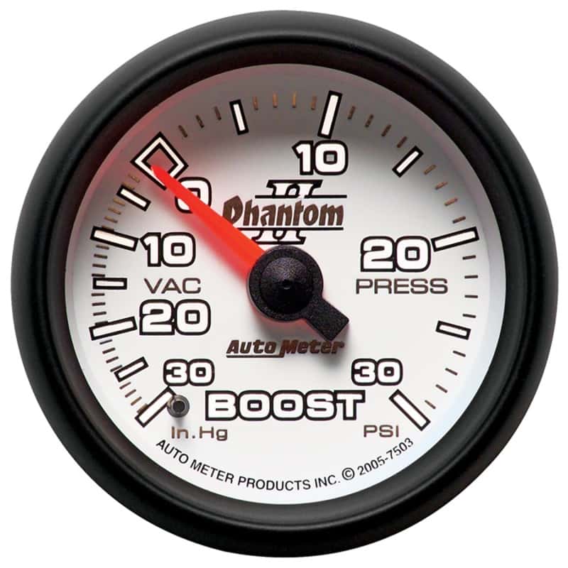 AutoMeter — Autometer Phantom II 52.4mm Mechanical Vacuum / Boost Gauge 30 In. HG/30 PSI
2-1/16" BOOST-VAC, 3 - view 3