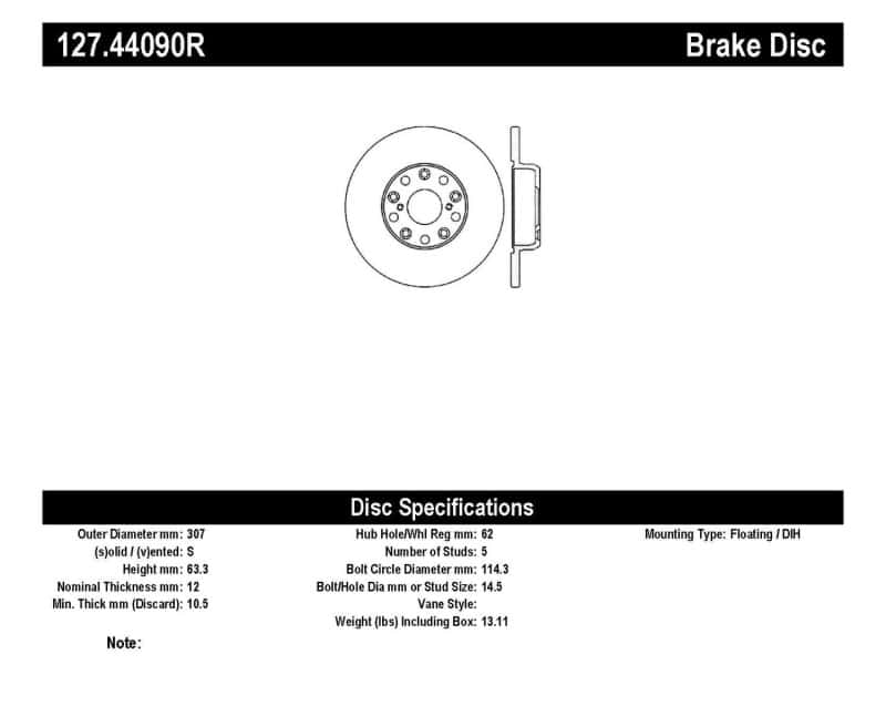 Stoptech — StopTech 00-05 Lexus IS300 / 02-09 Lexus SC430 / 98-05 GS300/GS350/GS400/GS430/GS450H SportStop Slo
Slot/Drill Rotor - view 3