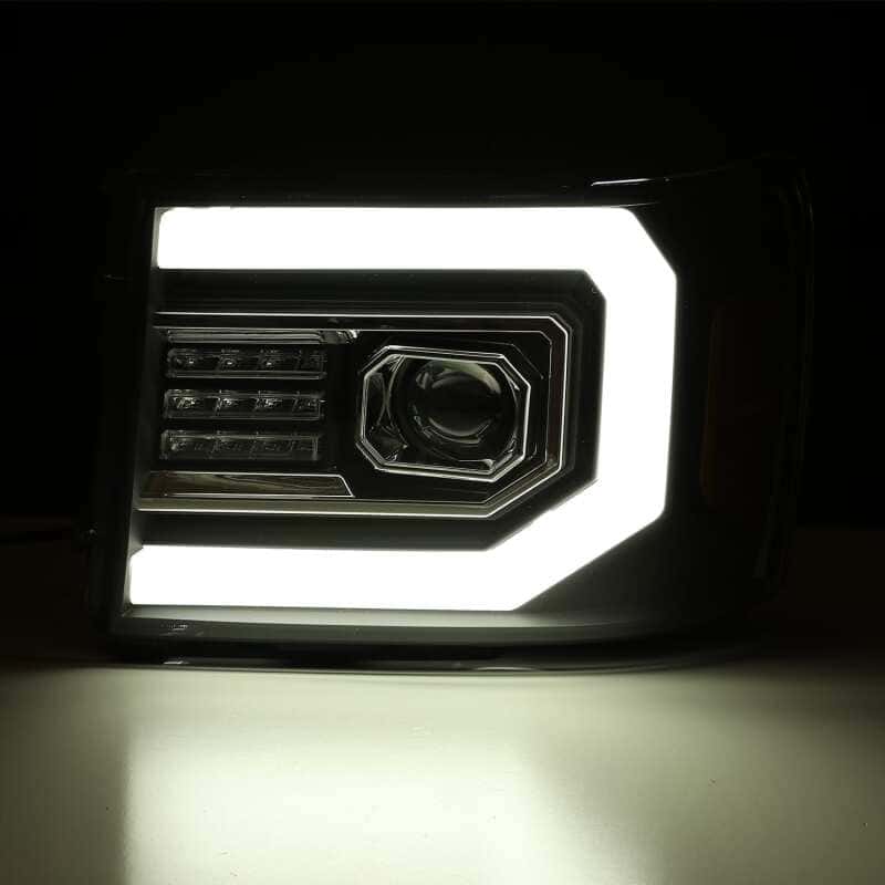 AlphaRex — AlphaRex 07-13 GMC Sierra 1500 (No Clsc) LUXX-Series LED Proj HL Chrome w/Actv Lgt & Seq.Sig / DRL
Projector Headlights - view 4