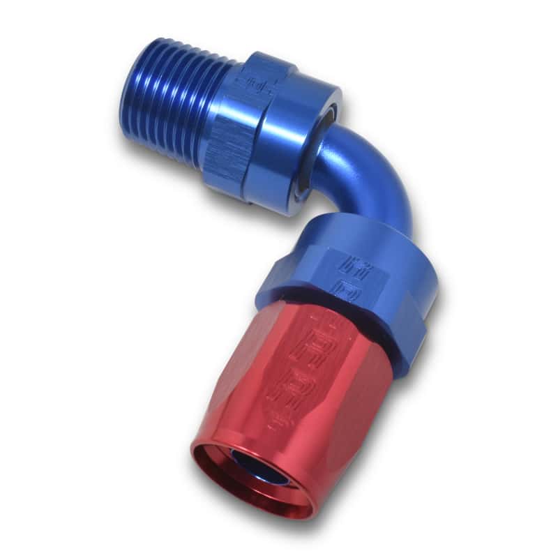 Russell — Russell Performance -8 AN Red/Blue 90 Degree Full Flow Swivel Pipe Thread Hose End (With 3/8in NPT)
Hose Fitting - view 5