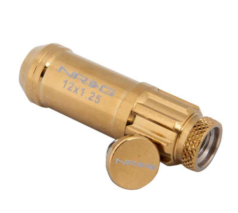 NRG — NRG 700 Series M12 X 1.25 Steel Lug Nut w/Dust Cap Cover Set 21 Pc w/Locks & Socket - Chrome Gold - view 3