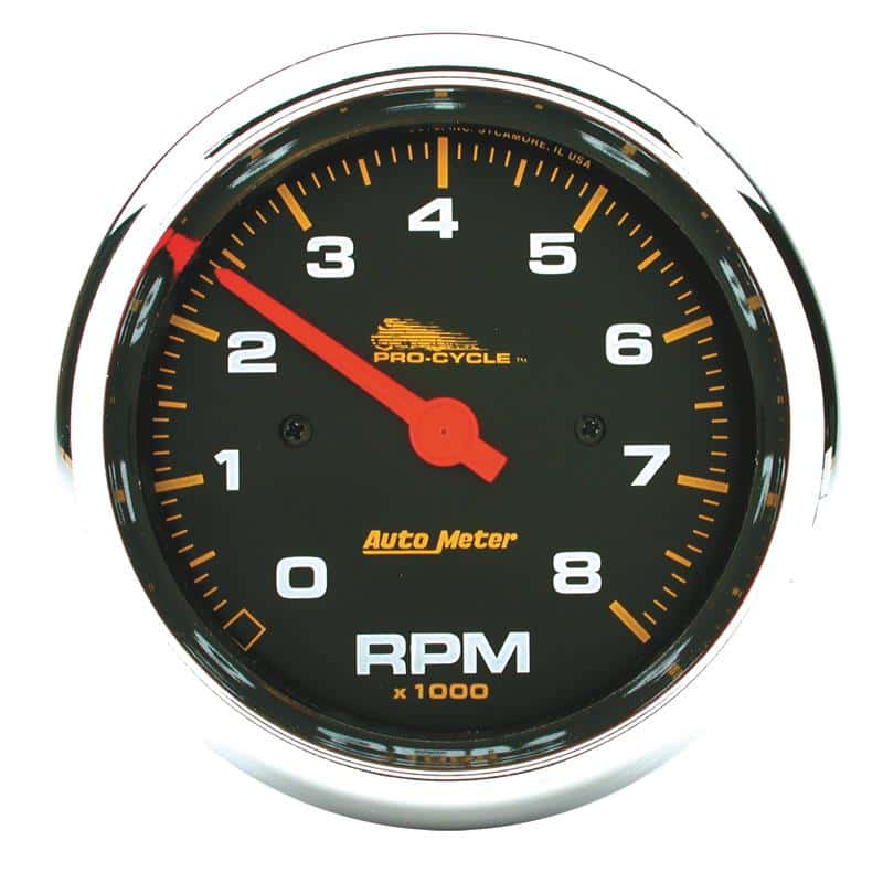 AutoMeter — Autometer Pro-Cycle Gauge Tach 3 3/4in 8K Rpm 2&4 Cylinder Black
3.4" 8KRPM BLK PC - view 2